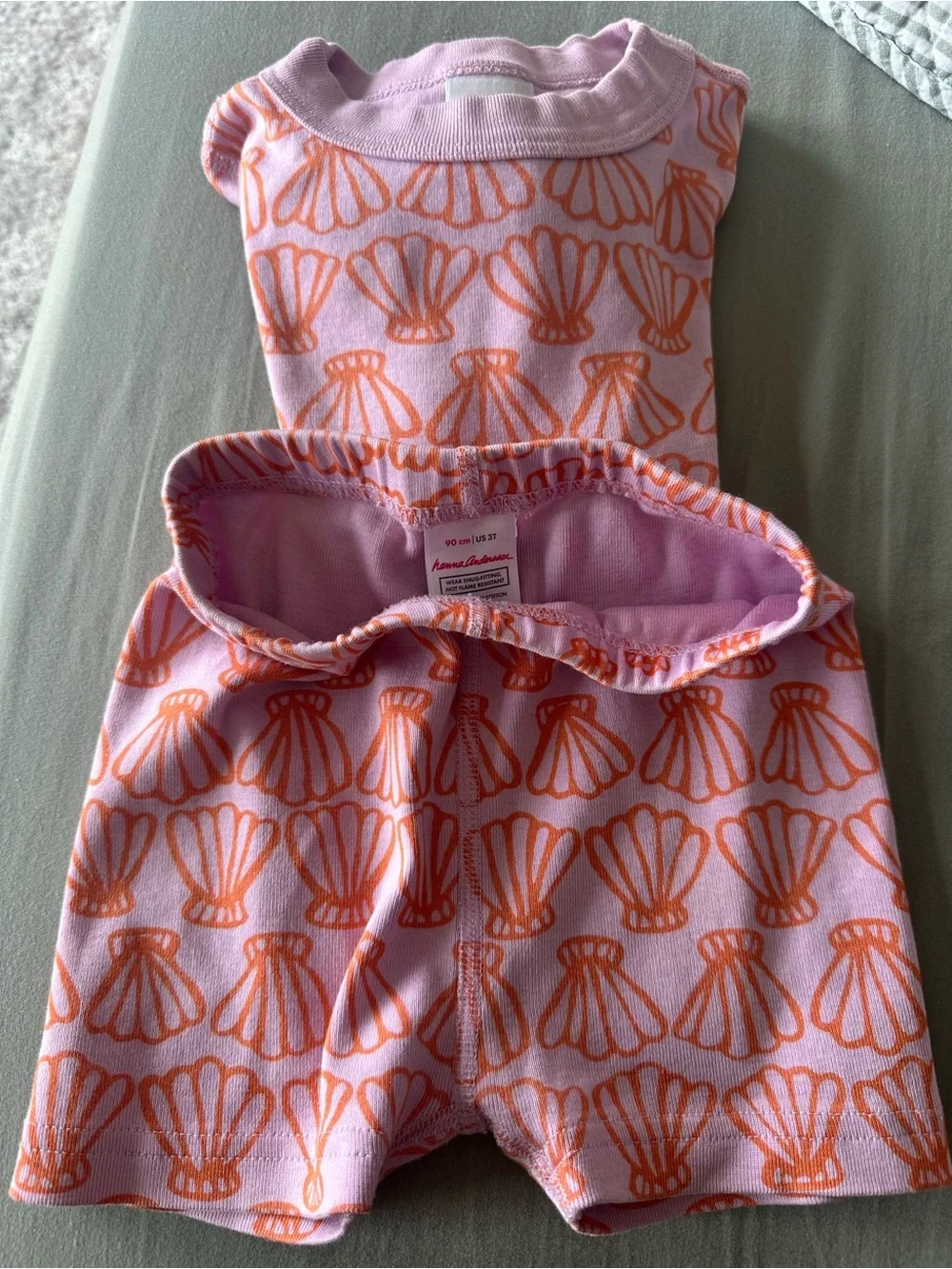 Hanna Andersson Pink and Orange Shell-Print Kids Pajama Set